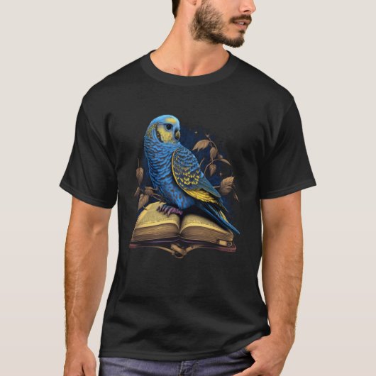 Budgie Budgerigar Book Parakeet Bird Bookworm Read T-shirt (Voorkant)