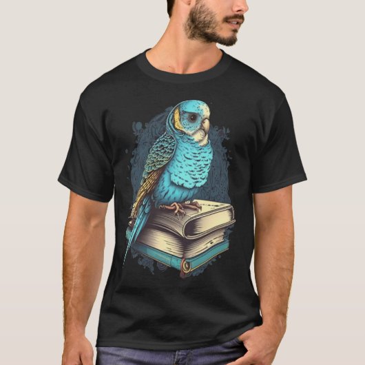 Budgie Budgerigar Book Parakeet Bird Bookworm Read T-shirt (Voorkant)