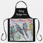 Budgie Budgerigar Christmas Merry Budgie-mas Schort (Voorkant)