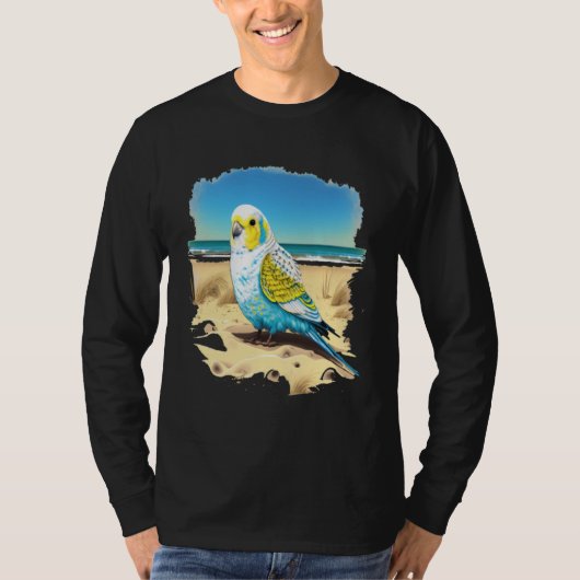 Budgie Budgerigar Parakeet Bird Ocean Beach Summer T-shirt (Voorkant)