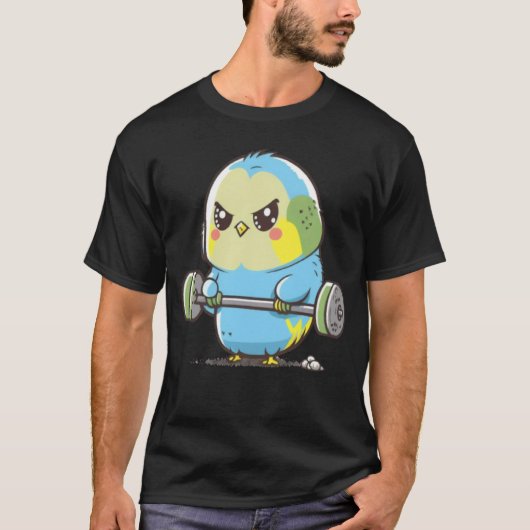 Budgie Budgerigar Parakeet Lifting Bodybuilder Gym T-shirt (Voorkant)