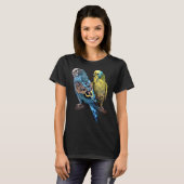 Budgie Budgies Budgerigar Parakeet Birds Birdwatch T-shirt (Voorkant volledig)