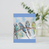 Budgie Budgies Carte Oiseau de peinture aquarelle (Debout devant)