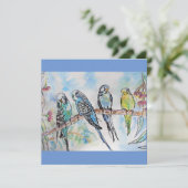 Budgie Budgies Carte Oiseau de peinture aquarelle (Debout devant)