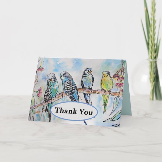 Budgie Budgies Carte Oiseau de peinture aquarelle (Devant)