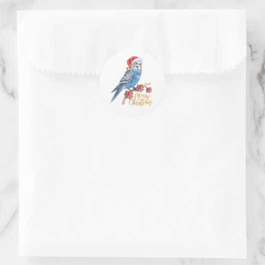 Budgie Christmas Ronde Sticker (Tas)