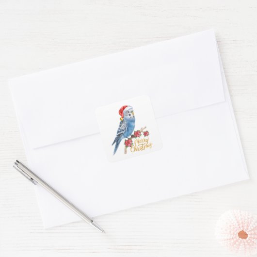 Budgie Christmas Vierkante Sticker (Envelop)