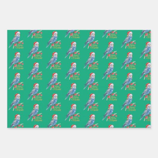 Budgie Christmas Wrapping Paper (Voorkant 3)