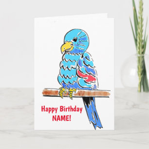 Budgie Colorful Birthday Kaart