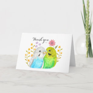Budgie Couple Wedding Dank je Cute lovevogels Kaart