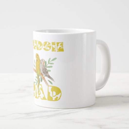 Budgie dad retro eigenaar van grappige parrot extra grote beker (Voorkant rechts)