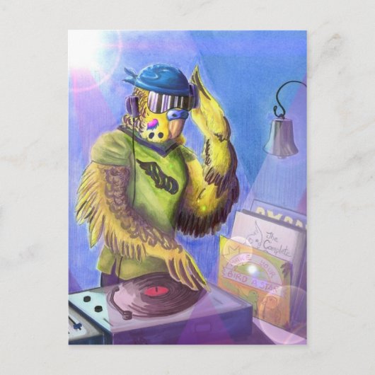 Budgie DJ Briefkaart (Voorkant)