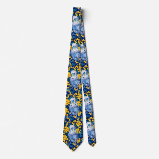 Budgie en Wattle Patterned Stropdas (Voorkant)