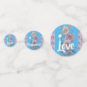 Budgie floral lila Wedding Table Confetti (Voorkanten)