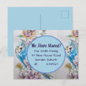 Budgie Flowers Nouvelle Adresse Carte Postale, Nou (Devant / Derrière)