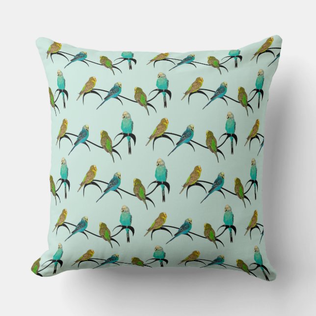 Budgie Frenzy Coussin (Cyan clair) (Recto)