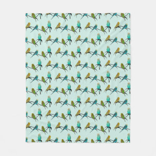 Budgie Frenzy Fleece Dekbed (Licht Cyaan) Deken