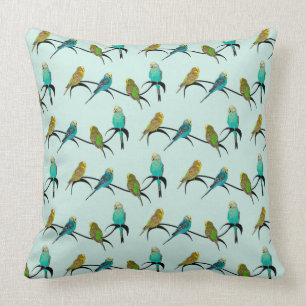 Budgie Frenzy Pillow (lichte cyaan) Kussen