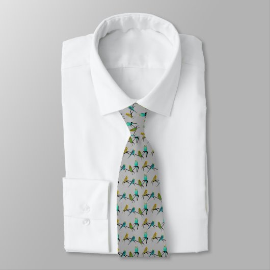 Budgie Frenzy Tie (Grey) Stropdas (Gebonden)
