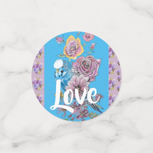 Budgie Mariage lilas fleuri Table Confetti (Petit recto)