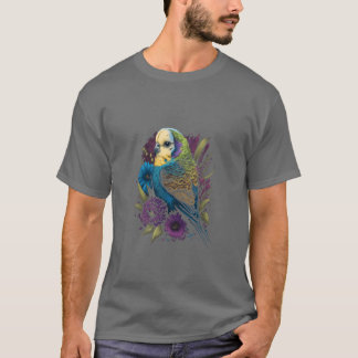 Budgie Mom Flower Budgerigar Parkiet Vogeljongen T-shirt