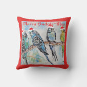 Budgie Parkiet Budgerigar Man Grappig Kerstmis Kussen (Achterkant)