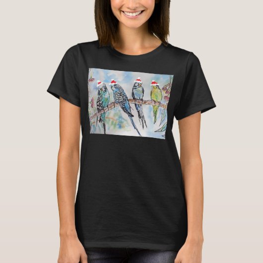 Budgie Parkiet Budgerigar Vrouwen Grappig Kerstmis T-shirt (Voorkant)