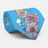 Budgie Parrot Blue Birds Blue Mannen Stropdas (Opgerold)