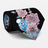 Budgie Parrot Blue Black Birds Hommes Cravate (Roulé)