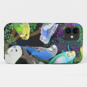 Budgie Parrots in Ferns iPhone Case (Achterkant (horizontaal))
