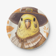 Budgie Pilgrim Thanksgiving Rond Papier Bord