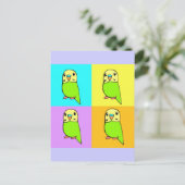 Budgie Pop Art Briefkaart (Staand voorkant)