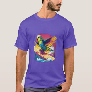 Budgie Surfboard Budgerigar Parkiet Bird Kawaig T-shirt