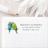 Budgie Vogelpaar Retouradreslabel Etiket (Insitu)