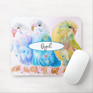 Budgie Waterverf Schilderij Vogel vogels Whimsical Muismat