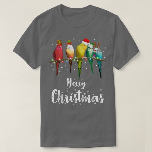 Budgies Bird Merry Kerstry T-shirt (Design voorkant)