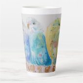 Budgies drie zittak Waterverf Art Blue Latte Mok (Voorkant)
