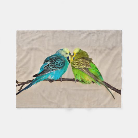 Budgies in Love Fleece Blanket (Voorkant (Horizontaal))