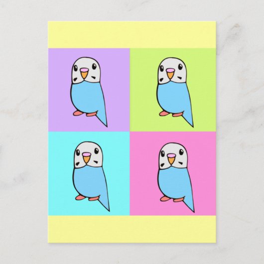 Budgies Pop Art Briefkaart (Voorkant)