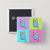 Budgies Pop Art Vierkante Button 5,1 Cm (Voorkant /achterkant)