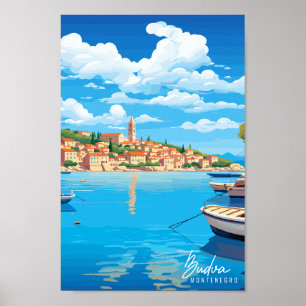 Budva Montenegro Travel Art  Illustratie Poster