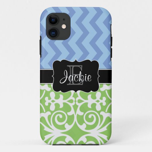 Bue Green Dual Pattern monogrammed iPhone5 hoesje (Achterkant)