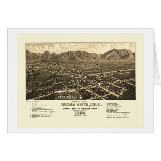 Buena Vista, CO Panoramic Map - 1882 (Voorkant Horizontaal)
