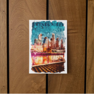 Buenos Aires Argentina Skyline by Night City Uitzi Briefkaart