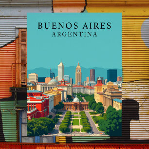 Buenos Aires, Argentinië Retro Travel Art Briefkaart