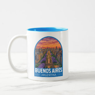 Buenos Aires Argentinië Travel Art Vintage Tweekleurige Koffiemok
