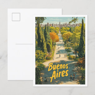 Buenos Aires Argentinië Vintage Travel Illustratie Briefkaart