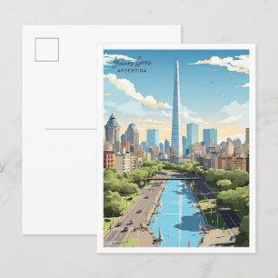 Buenos Aires Argentinië Vintage Travel Illustratie Briefkaart