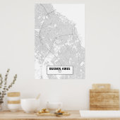 Buenos Aires, Argentinië (zwart op wit) Poster (Keuken)