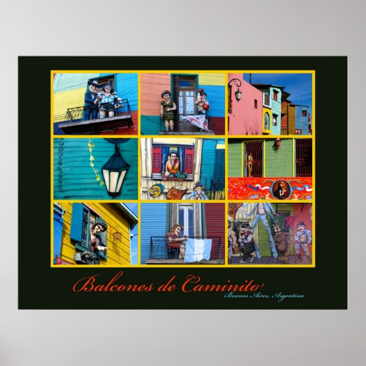 Buenos Aires Caminito Balconies Poster (Voorkant)